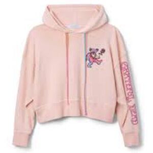 Daydreamer Grateful Dead Tie Dye Bear Graphic Crop Hoodie in Coral Reef Size XS